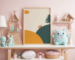 A Snail Climbing a Hill in Minimalist Nature Art - Mi tienda