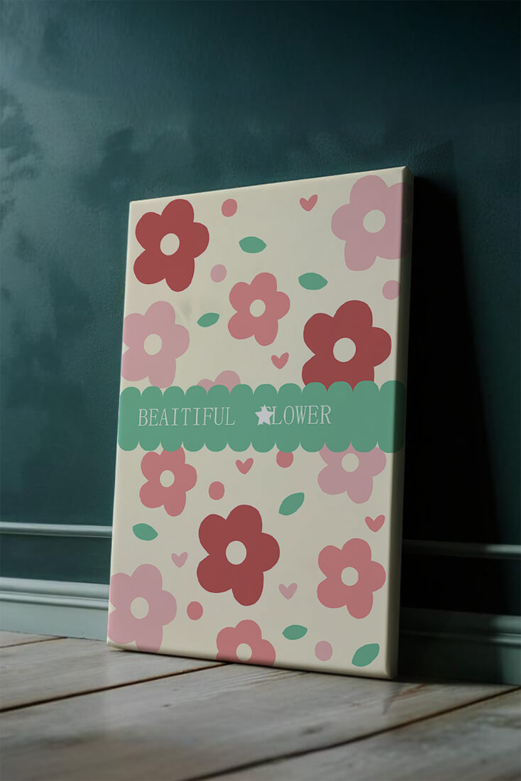 Floral pattern with retro color design and decorative text