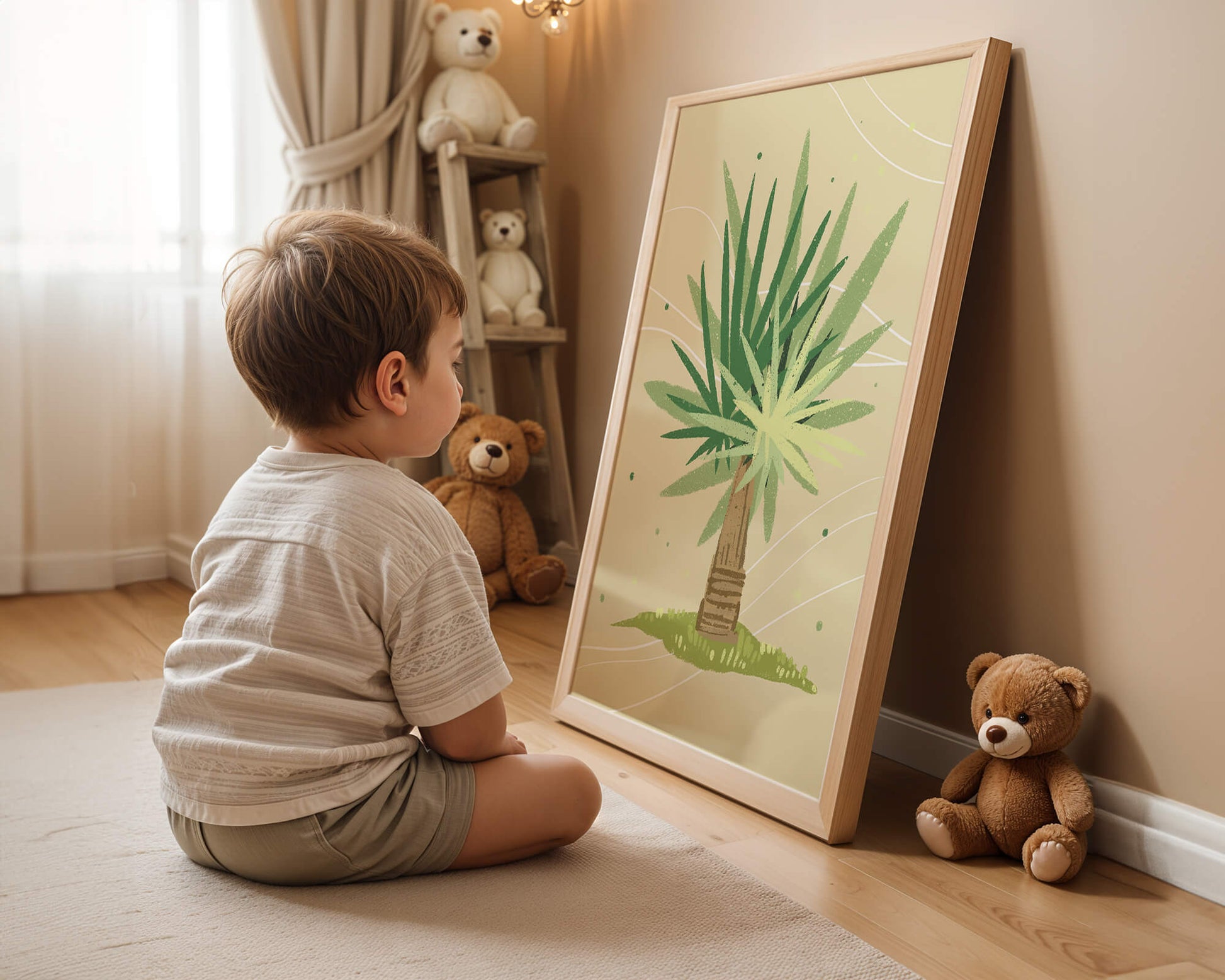 Illustrated tropical yucca plant with a textured background