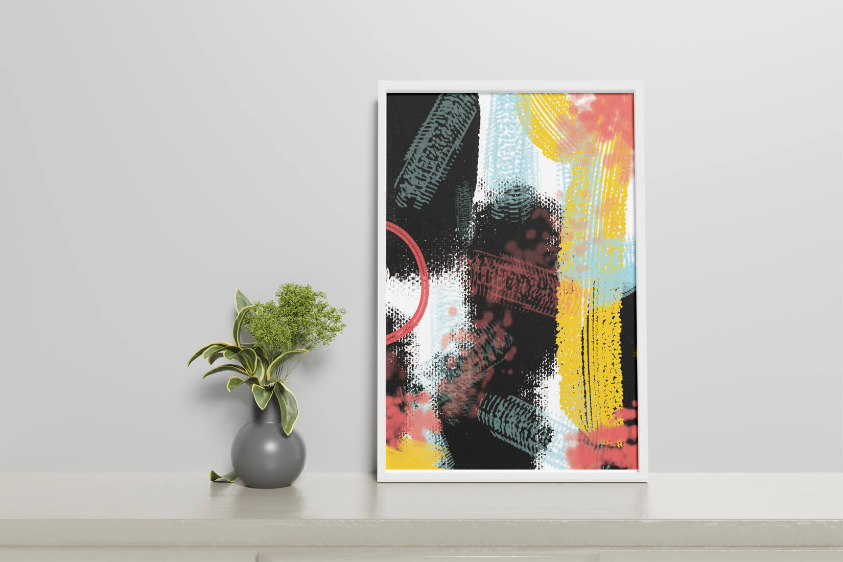 Vivid Abstract Art with Bold Colors and Expressive Brushstrokes