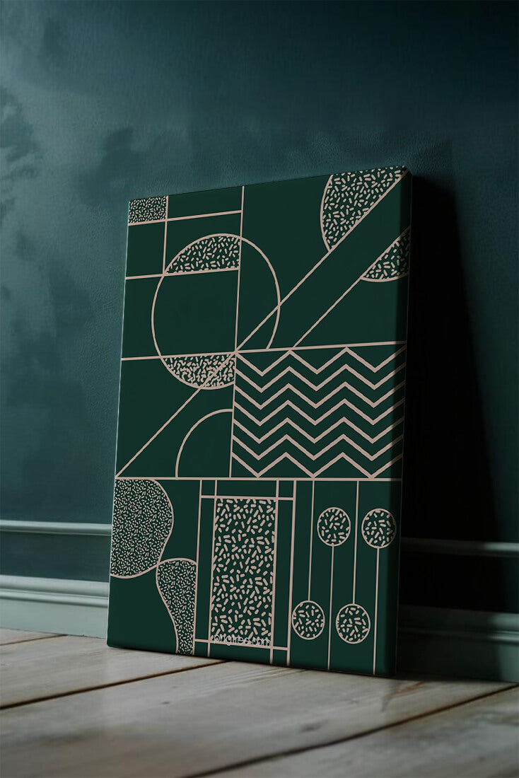 Geometric Abstract Art with Circle and Line Patterns