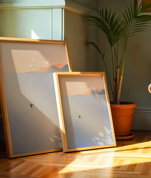 Serene Seaside with Dancer and Birds in Pastel Colors