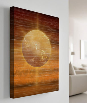 Sol dorado abstracto con luz radiante sobre un fondo texturizado