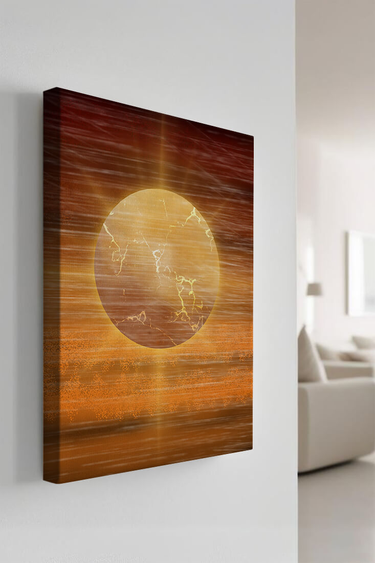 Sol dorado abstracto con luz radiante sobre un fondo texturizado