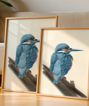Illustration of a vibrant blue bird on a branch