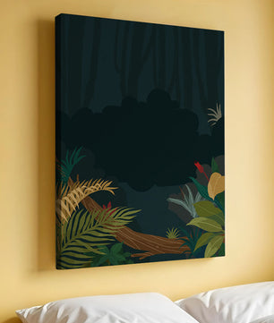 Illustrated Jungle Landscape with Lush Foliage