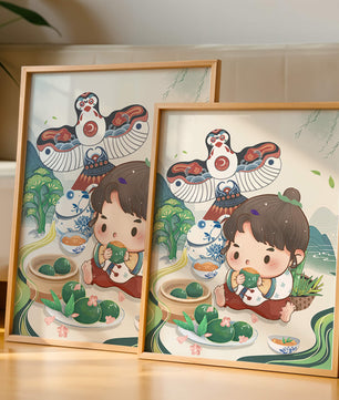 Charmante illustration d’un enfant savourant un plat traditionnel