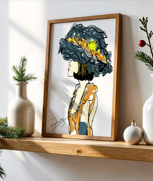 Portrait of a Fashionable Woman with a Large Hat and Gold Accents