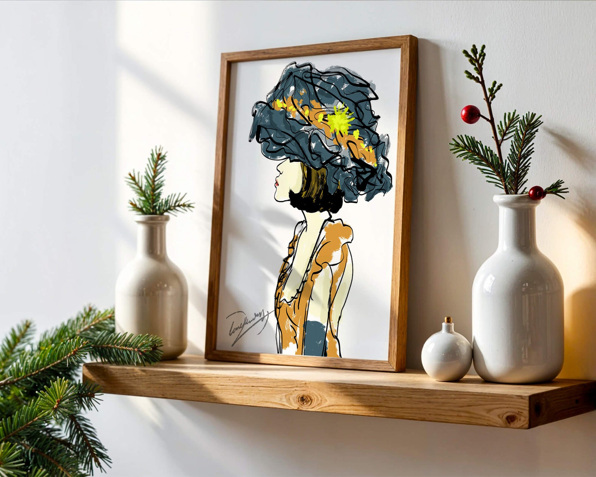 Portrait of a Fashionable Woman with a Large Hat and Gold Accents