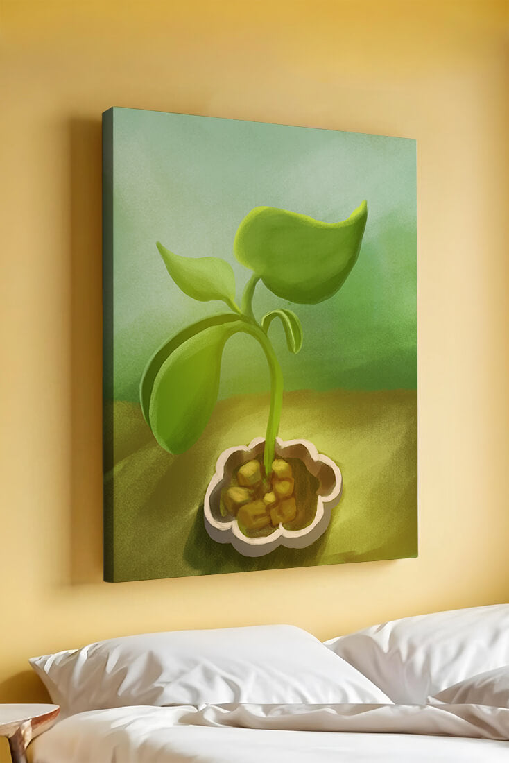 Young Green Plant Emerging from the Soil