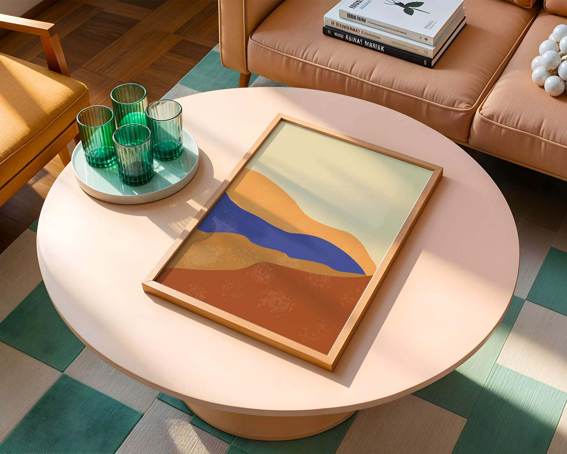 Paisaje abstracto con olas coloridas y bordes audaces