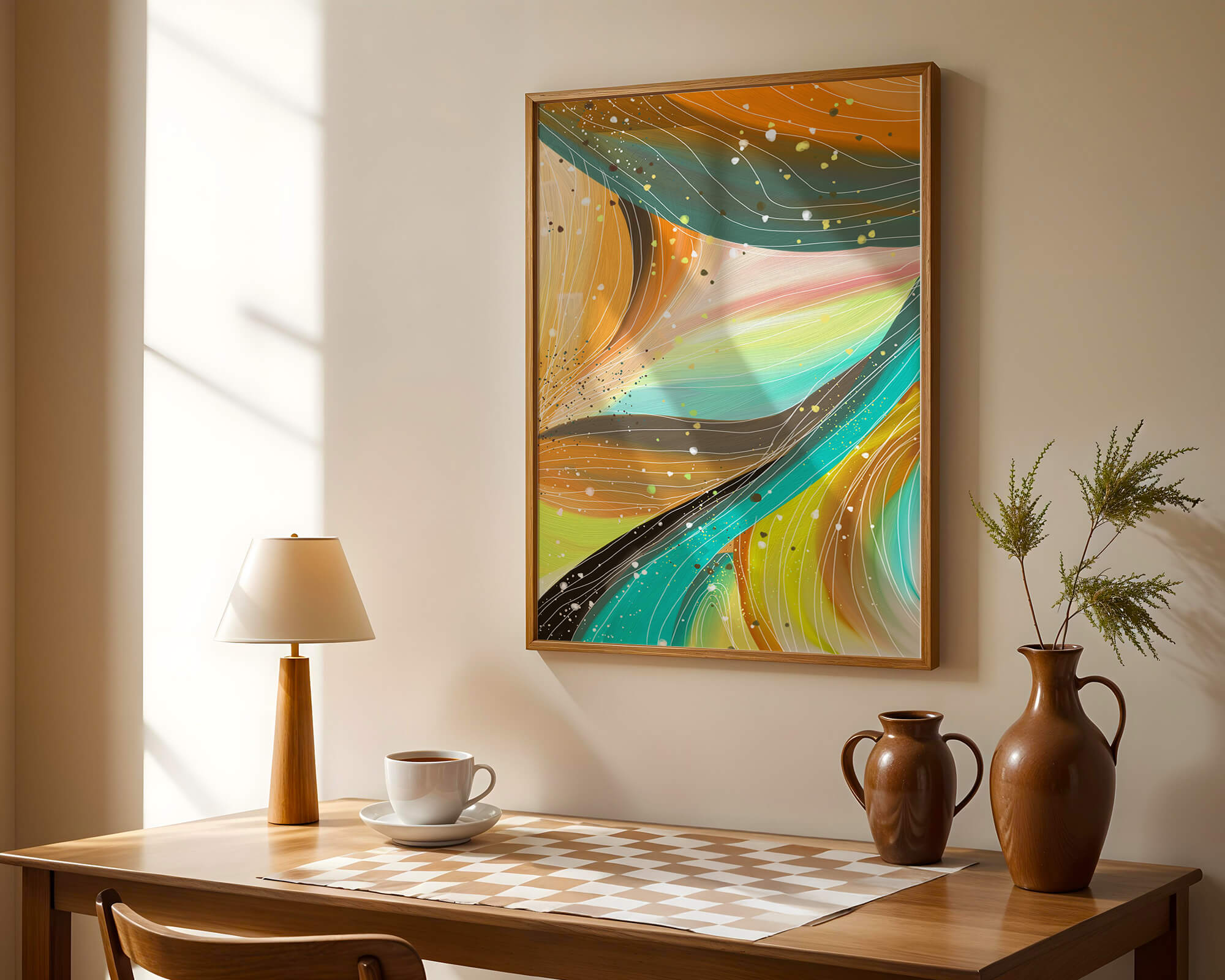 Abstract swirl of vibrant colors with dynamic lines
