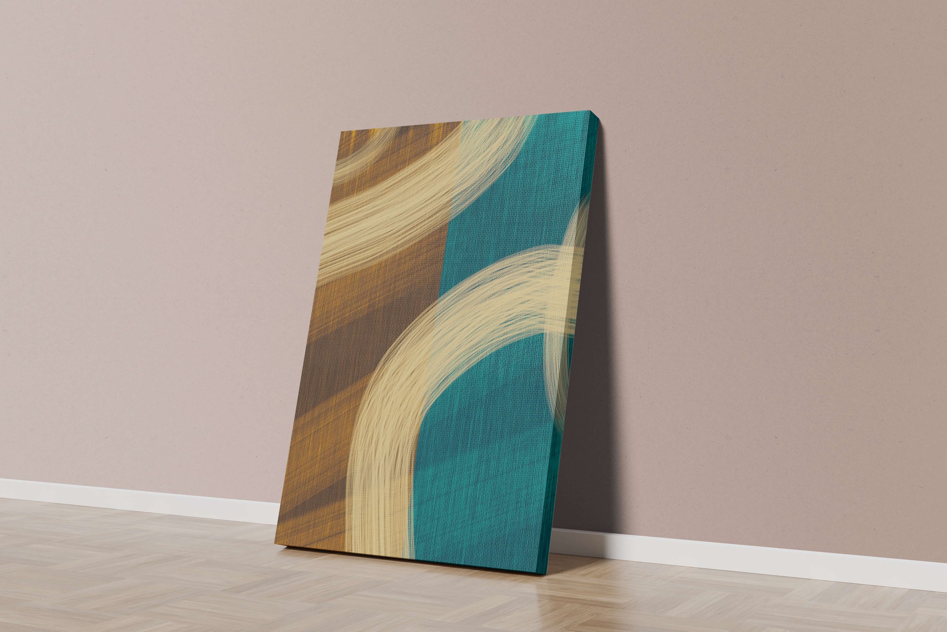 Abstract art with flowing brushstrokes and textured color contrast