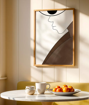 Abstract Portrait with Minimalist Lines and Brown Tones - Mi tienda