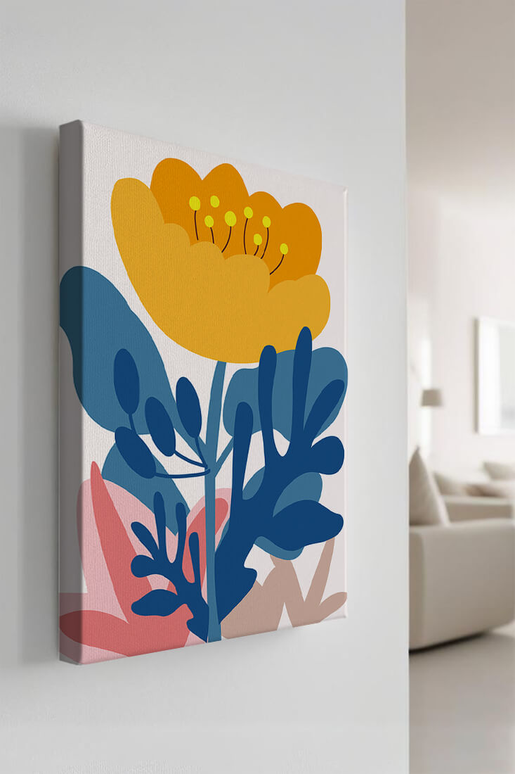 Colorful abstract floral illustration with vibrant leaf patterns