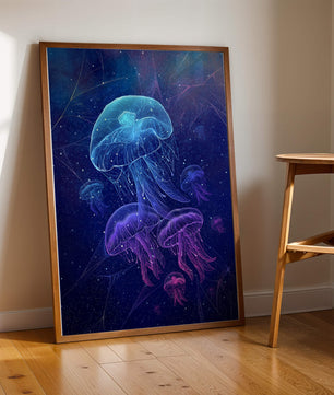 Jellyfish Illuminated in Magical Ocean Scene