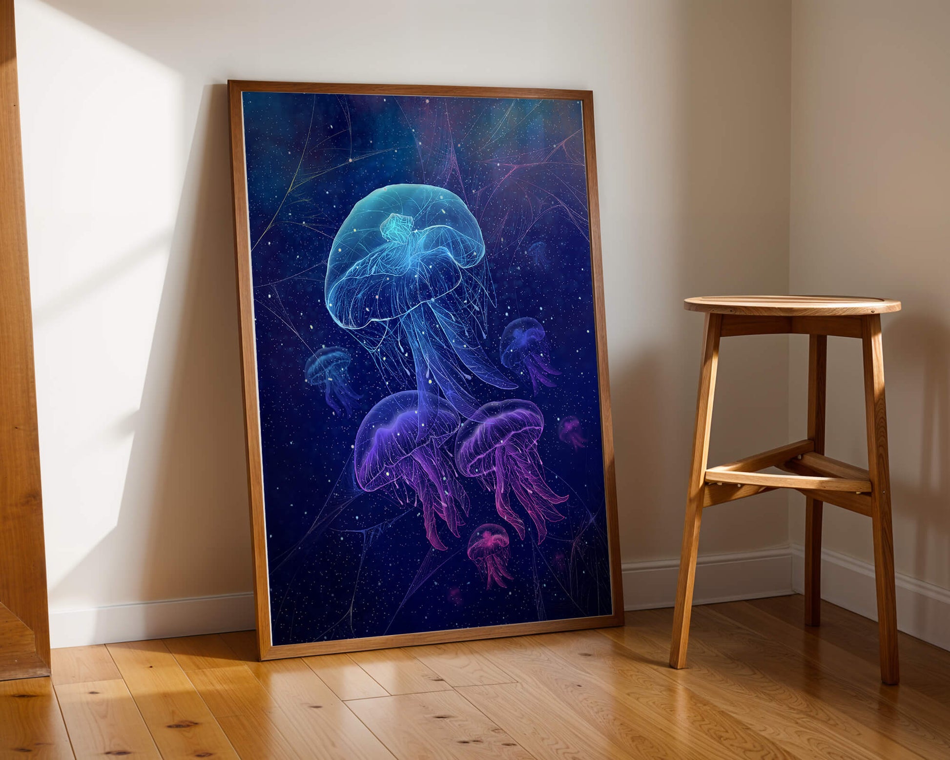 Jellyfish Illuminated in Magical Ocean Scene