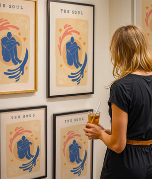 Contemplative Abstract Human Figure with Vibrant Colors and Bold Lines - Mi tienda