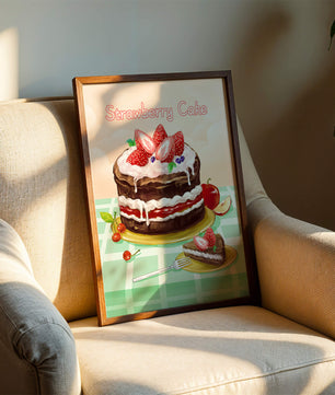 Delicioso pastel de chocolate y fresa con crema y frutas