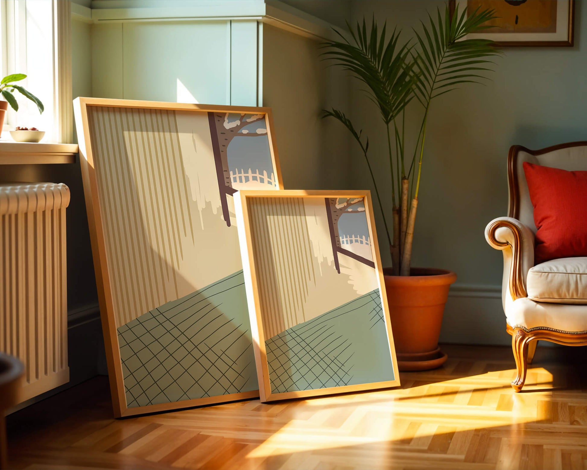 Interior Scene with Winter View Through a Window