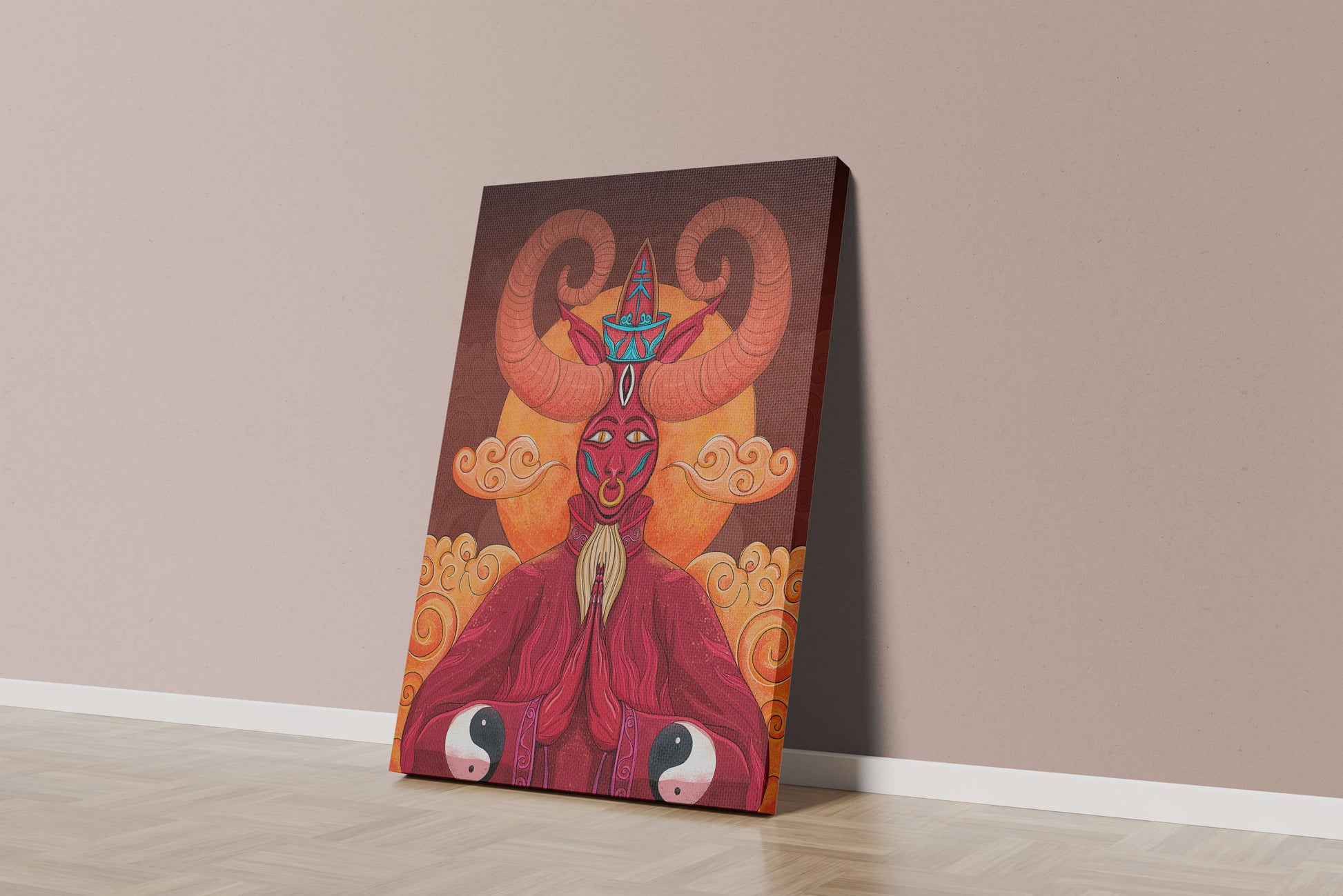 Mythical creature artwork with intricate patterns and symbolism