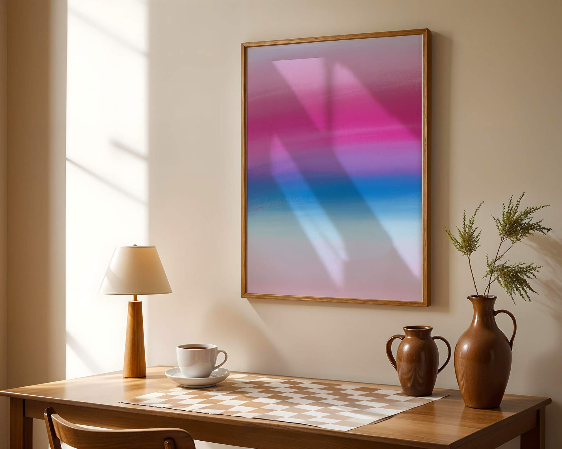 Degradado vibrante con tonos rosados y azules