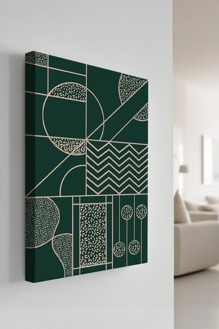 Geometric Abstract Art with Circle and Line Patterns