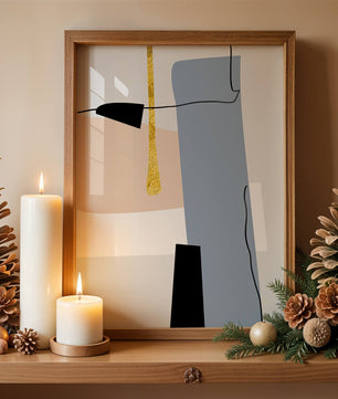 Abstrakte geometrische Kunst mit blauen und goldenen Akzenten