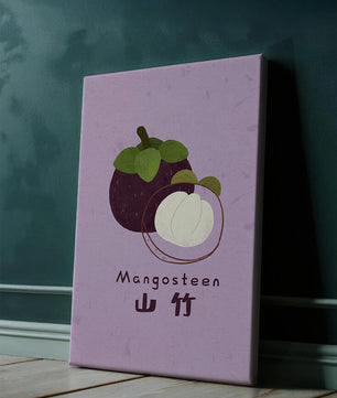 Illustration de fruit de mangoustan avec fond violet