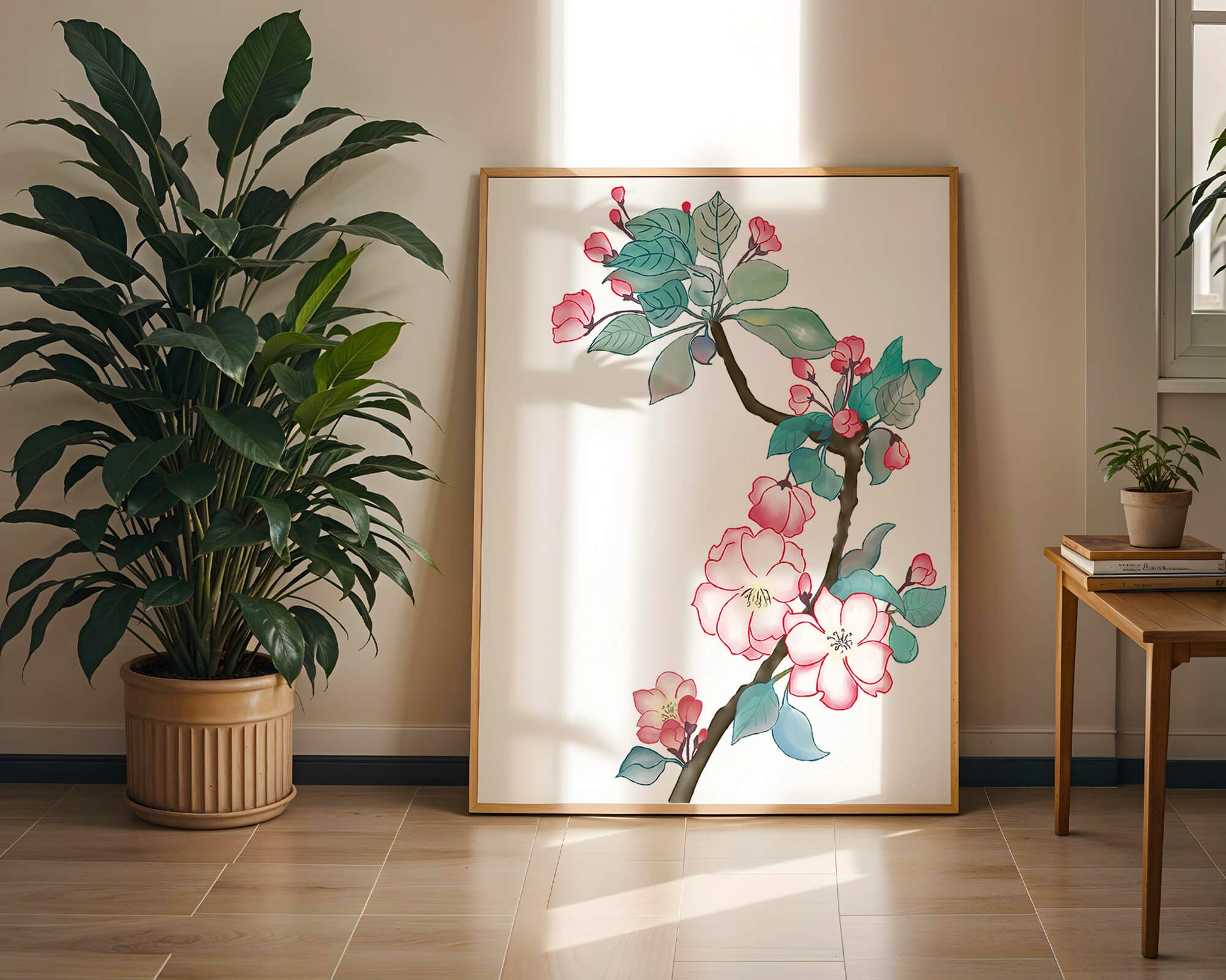 Elegant floral watercolor illustration with cherry blossom