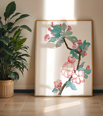 Elegant floral watercolor illustration with cherry blossom