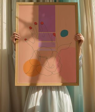 Abstract Line Art with Geometric Shapes and Hand Illustration