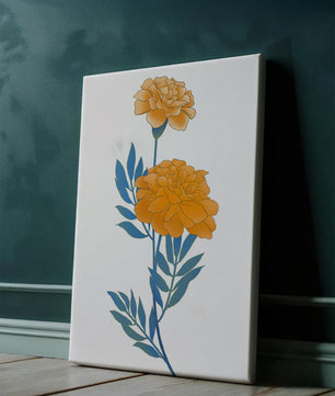 Elegante Illustration lebendiger Ringelblumen auf grünem Hintergrund