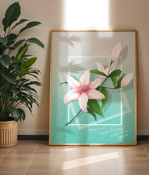 Elegant floral design with pink lilies and modern accents