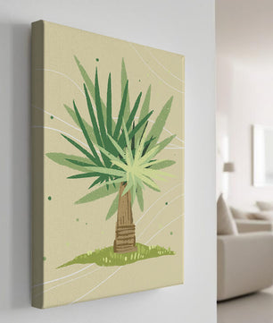 Illustrated tropical yucca plant with a textured background