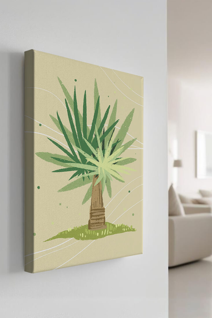 Illustrated tropical yucca plant with a textured background