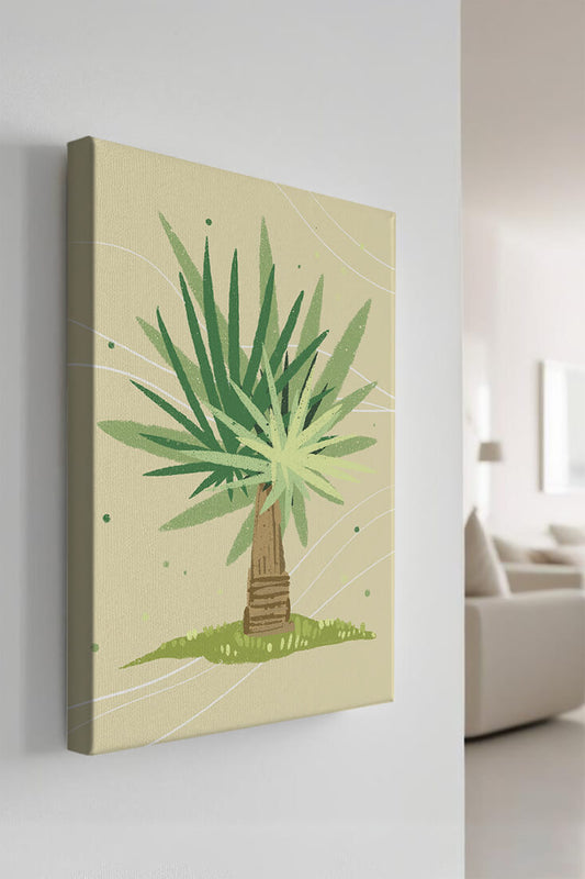 Illustrated tropical yucca plant with a textured background