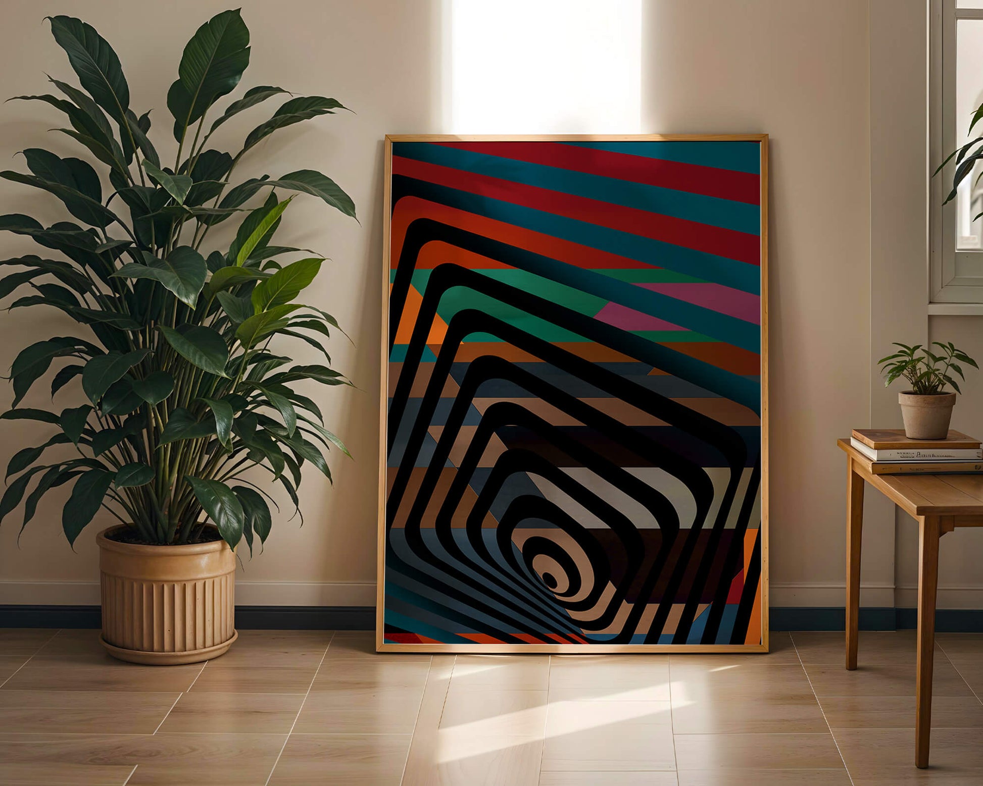 Colorful Geometric Abstract Art with Concentric Stripes
