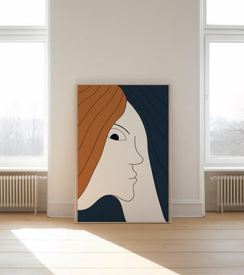 Abstract Portrait with Stylized Hair and Minimalist Design