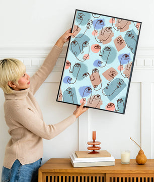 Abstract Face Line Art with Pastel Colors - Mi tienda