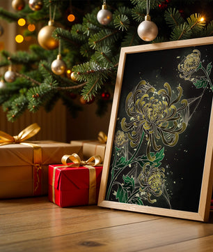 Elegantes Chrysanthemen-Design mit goldenen Akzenten