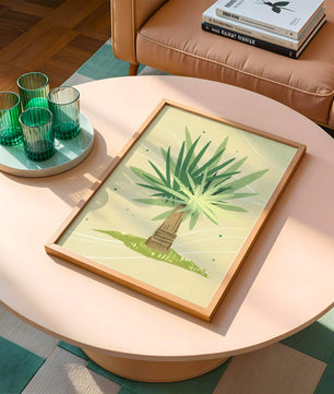 Illustrated tropical yucca plant with a textured background