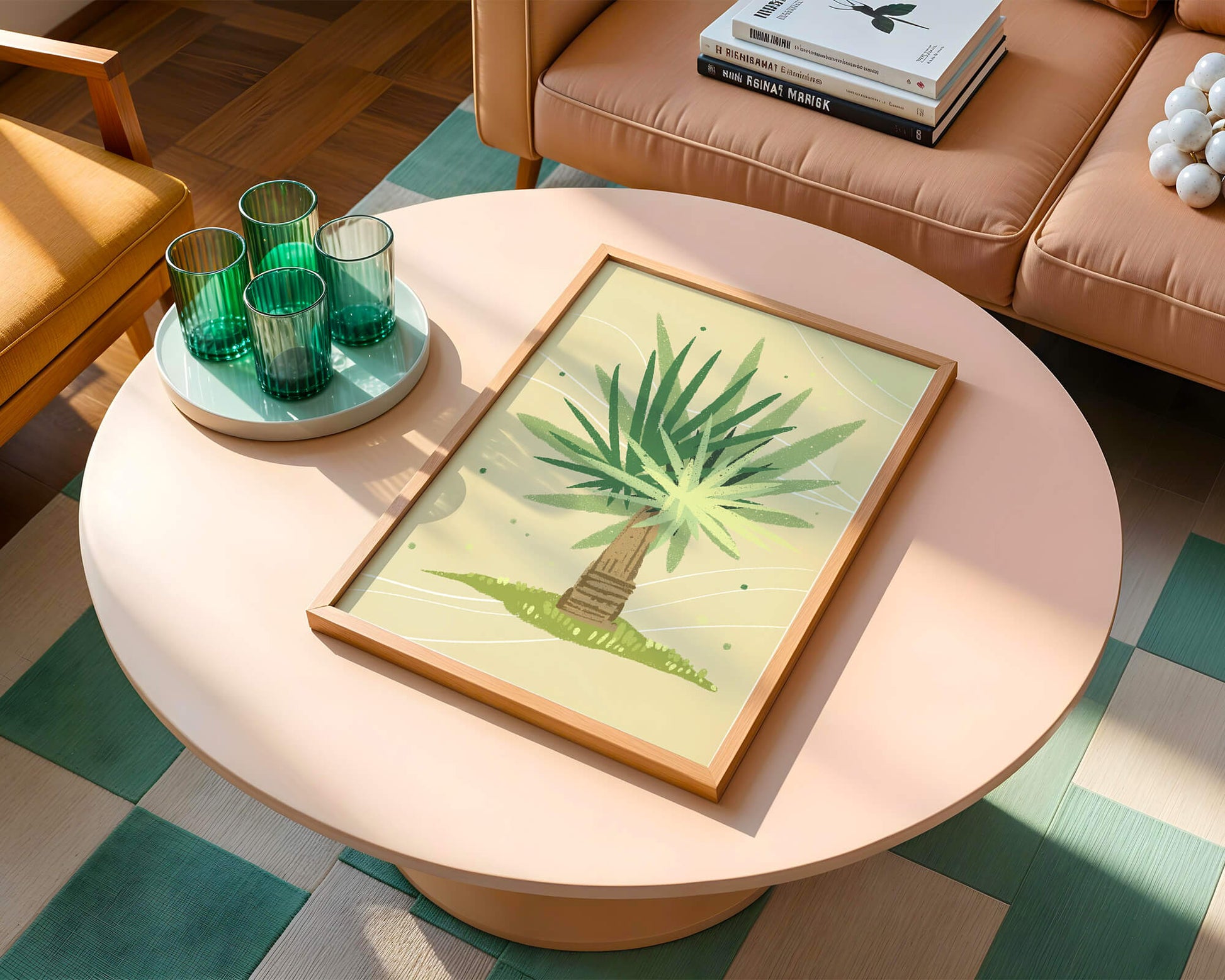 Illustrated tropical yucca plant with a textured background