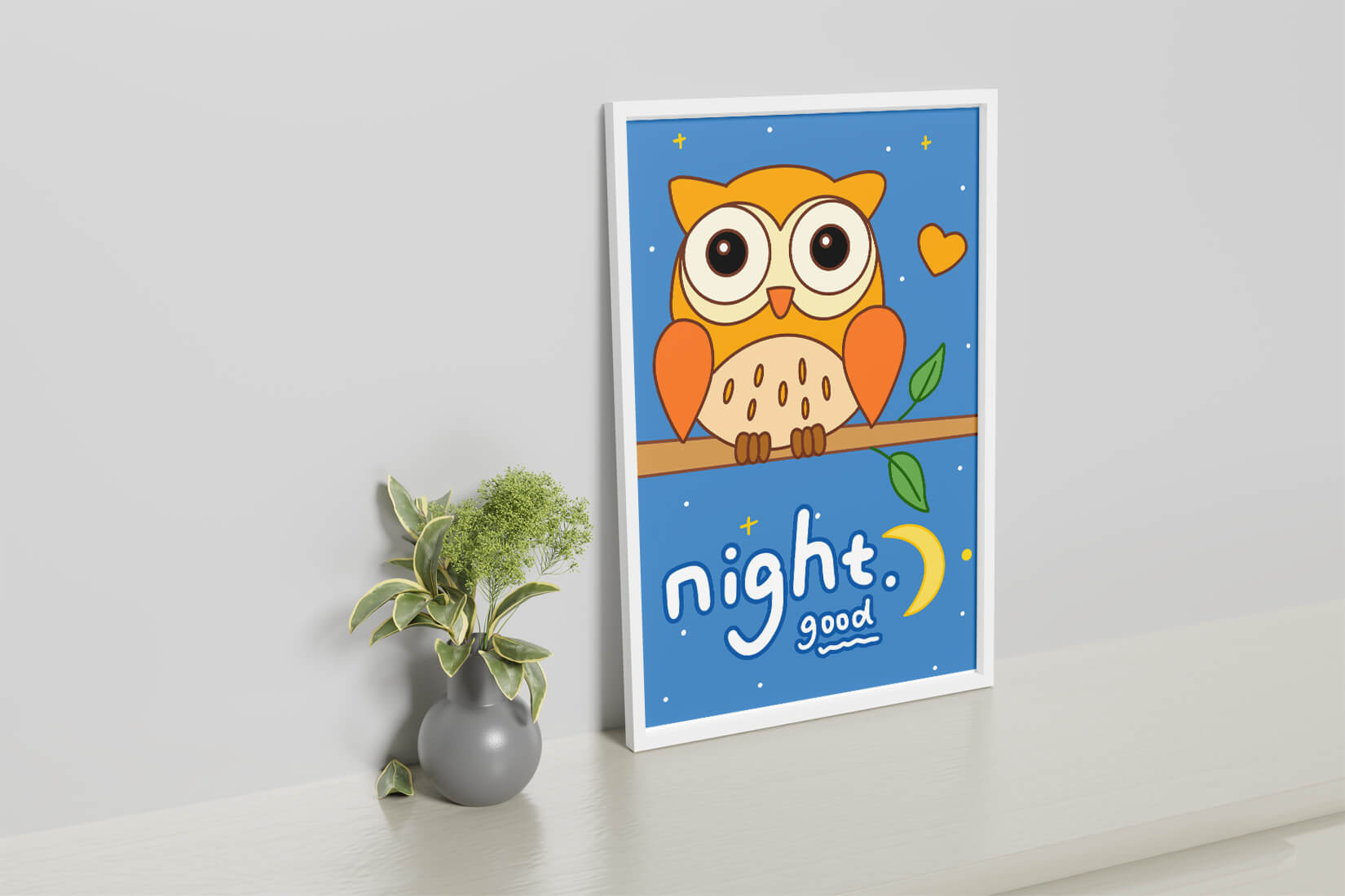 Colorful owl illustration with night theme and positive message