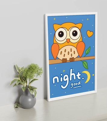 Colorful owl illustration with night theme and positive message