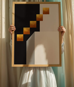 Modern abstract geometric artwork with gold accents - Mi tienda