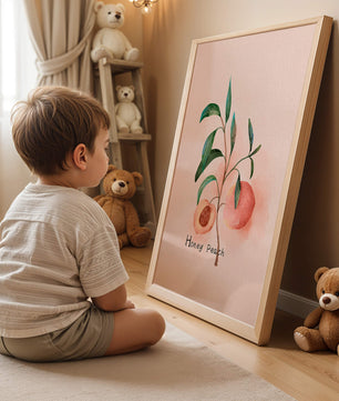 Watercolor Illustration of Honey Peach with Leaves on Light Background - Mi tienda