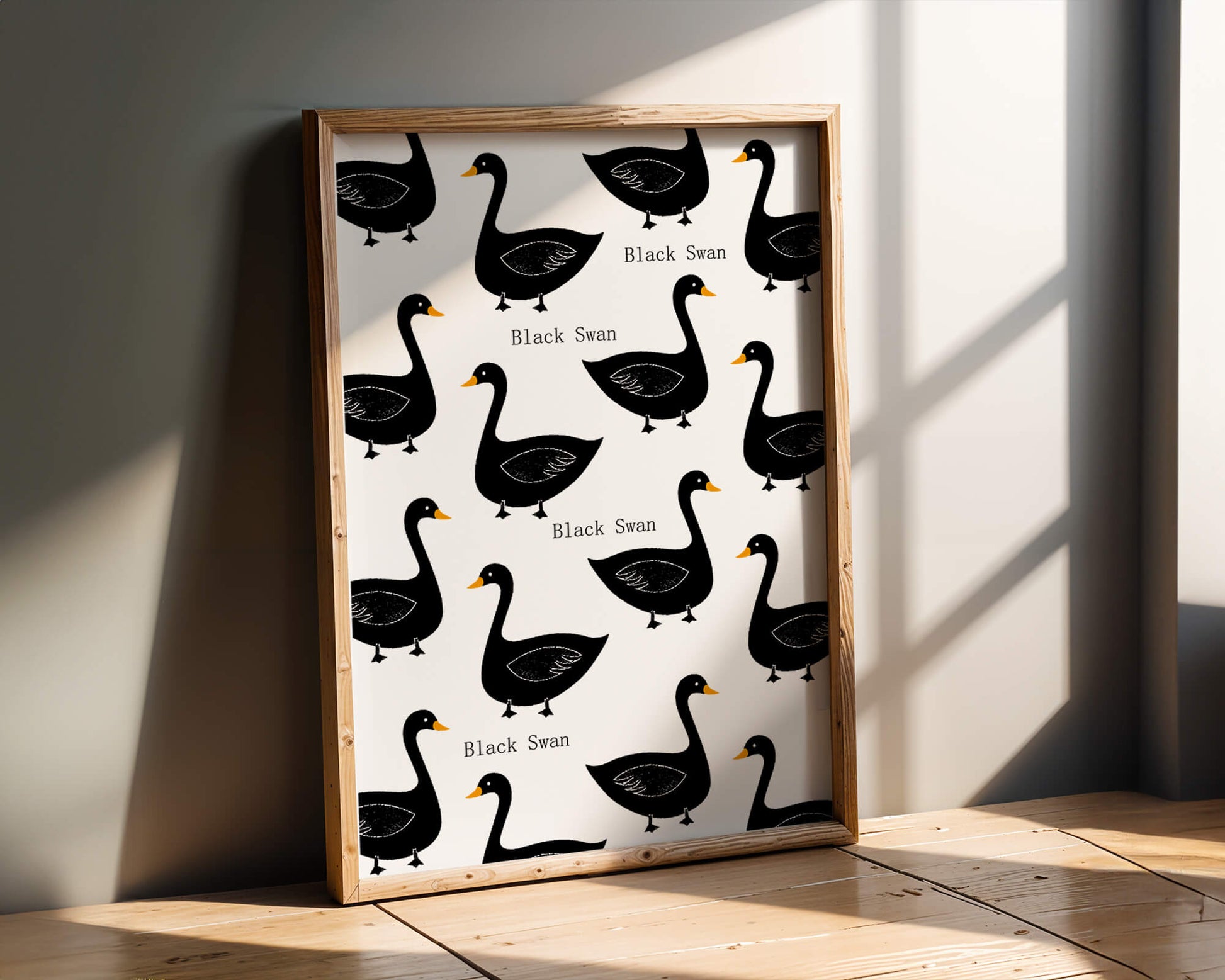 Seamless bird pattern with minimalist design and bold accents