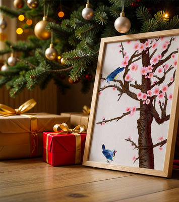 Charming illustration of cherry blossom tree with birds