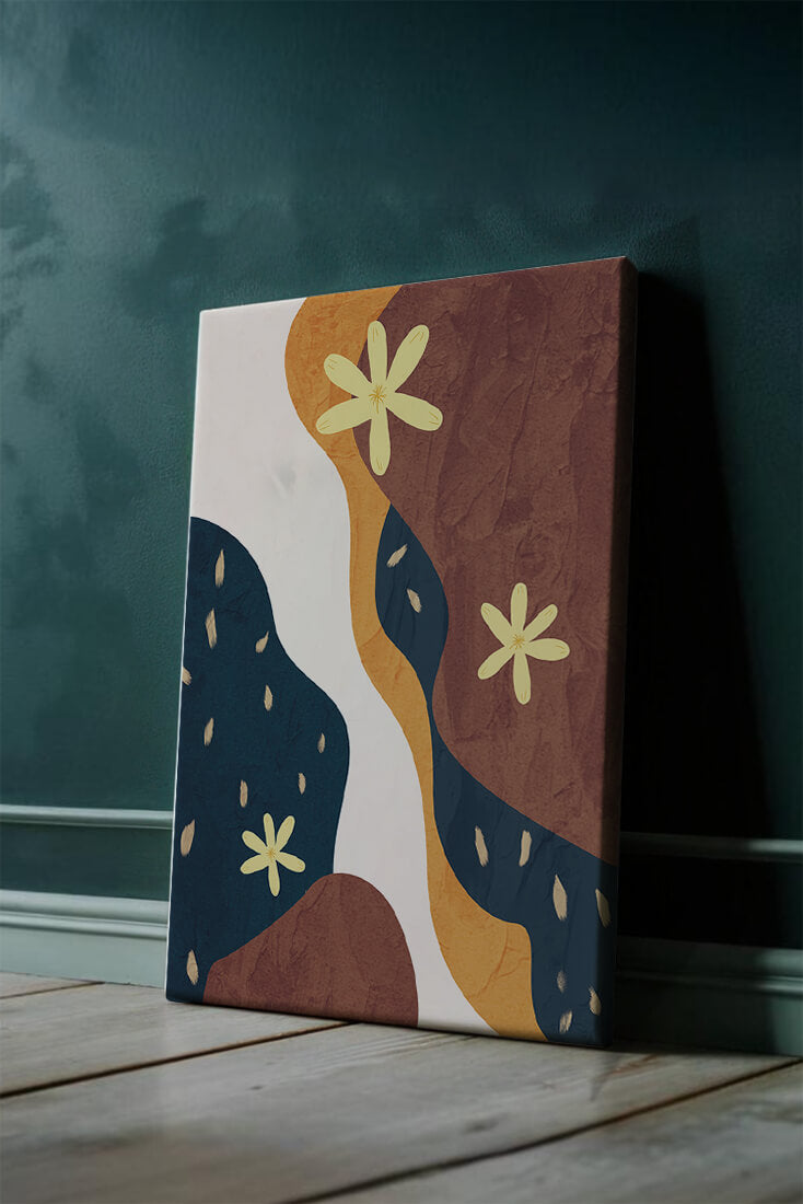 Abstract Floral Composition with Bold Colors and Textures